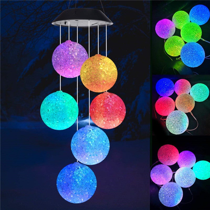 Solar Crystal Ball Wind Chime Color Changing Hanging Solar Light Outdoor Waterproof Wind Chime Solar LED String Light Decoration for Garden Party Night - Image 3