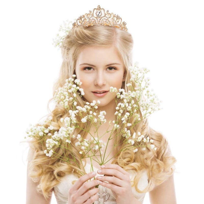 COCIDE Gold Tiara Crystal Crowns Rhinestone Crown Bride Bridal Wedding Birthday Party for Women - Image 3