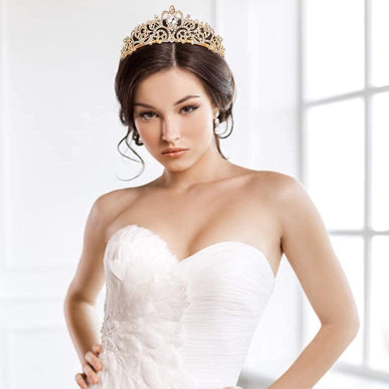 COCIDE Gold Tiara Crystal Crowns Rhinestone Crown Bride Bridal Wedding Birthday Party for Women - Image 4