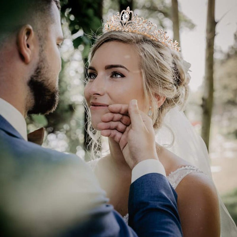 COCIDE Gold Tiara Crystal Crowns Rhinestone Crown Bride Bridal Wedding Birthday Party for Women - Image 2