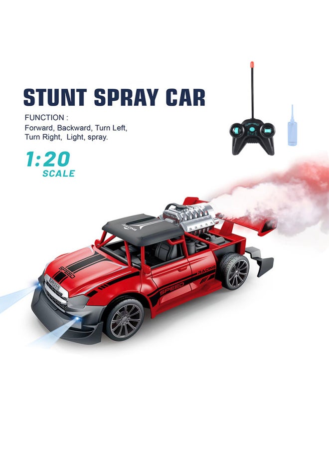 Generic Spray Remote Control Car 1:20 High-speed Racing Car With Water Spray Electric Remote Control Car Children's Toy Car-Color:Spray Car (red)-Scale:Rechargeable Version (5 Rechargeable Batteries + Charger)  - Image 1