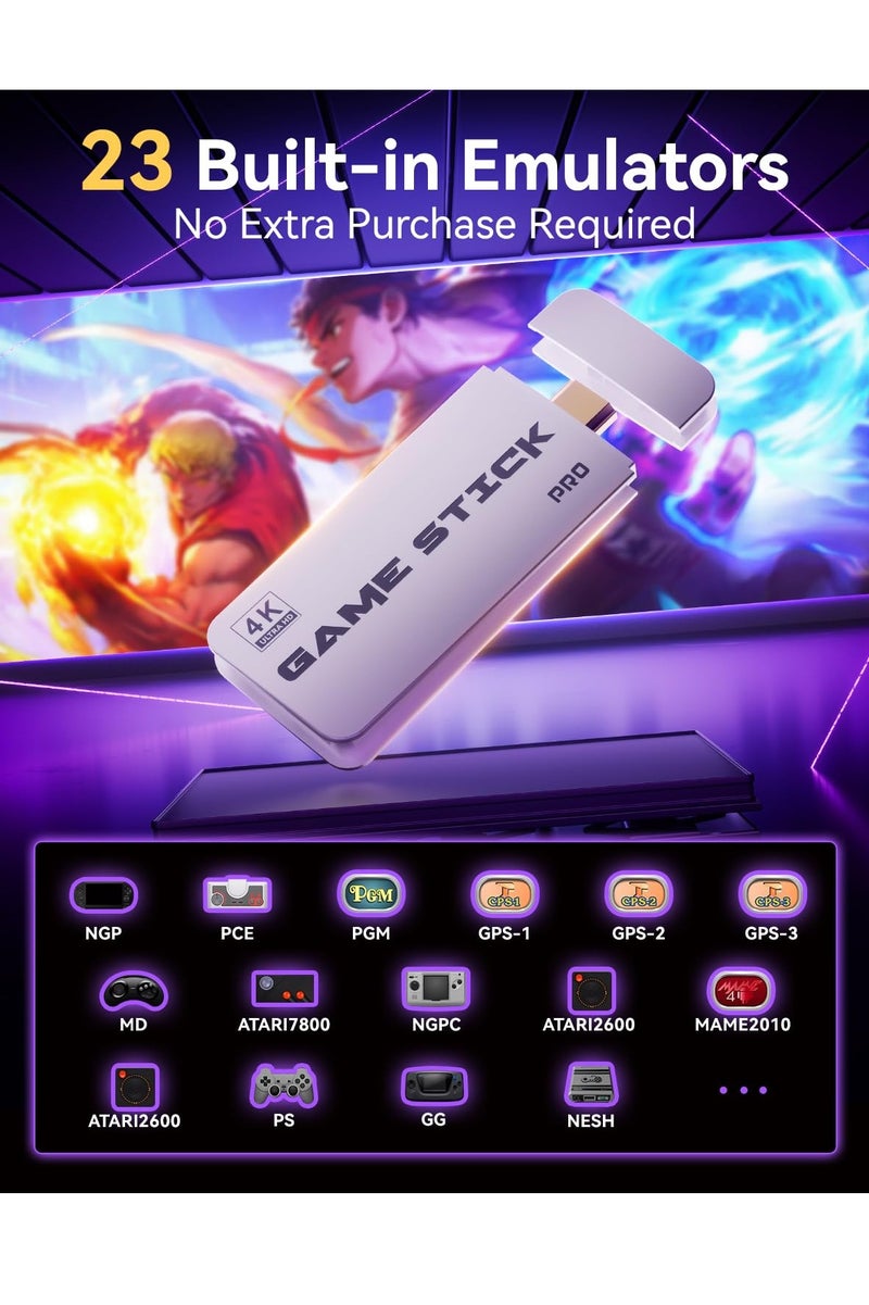 Upgraded Retro Gaming Console Stick, Classic Video Games Stick with 4K HDMI, Built-in 23 Emulators, 20000+ Games - Plug & Play TV Video Gaming Stick with Upgrade Dual 2.4G Wireless Controllers - Image 2