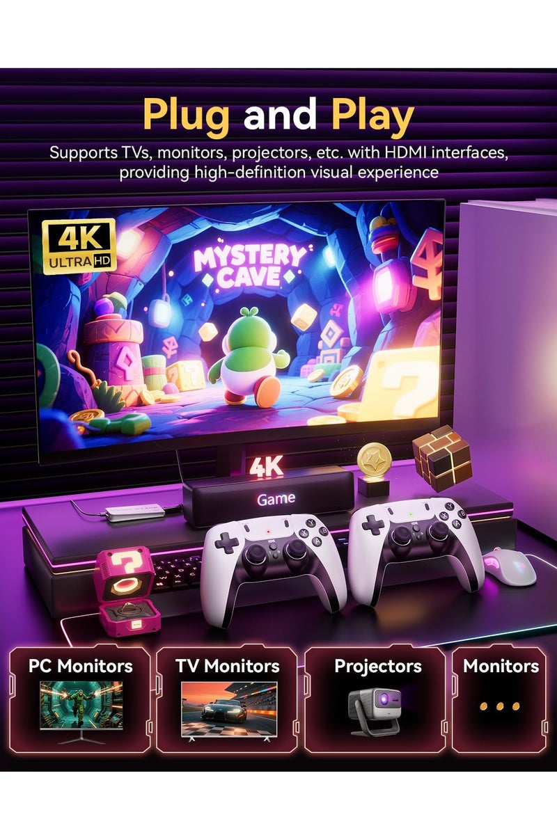 Upgraded Retro Gaming Console Stick, Classic Video Games Stick with 4K HDMI, Built-in 23 Emulators, 20000+ Games - Plug & Play TV Video Gaming Stick with Upgrade Dual 2.4G Wireless Controllers - Image 4