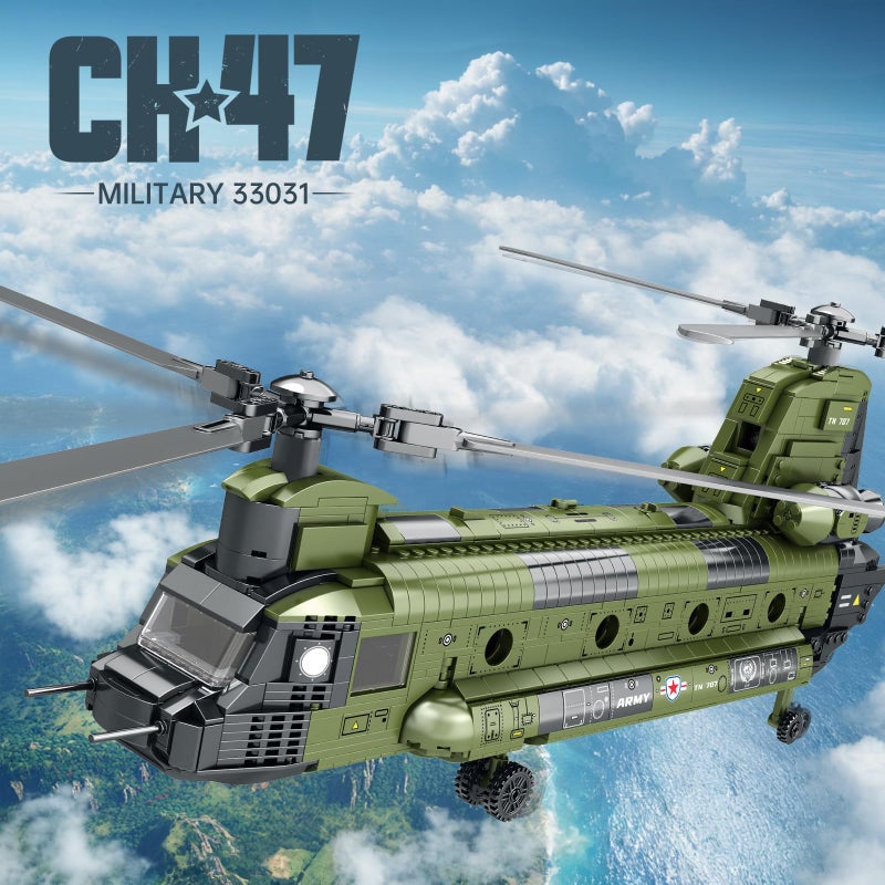 Reobrix CH-47 Helicopter Building Set, Military Helicopter Toy Aircraft Model Kit, Home Office Display or Collectible, Ideal Airplane Toy Gifts for Adults Boys Kids 33031 - Image 2