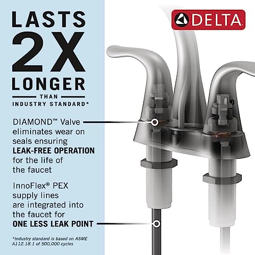 Delta Faucet Saylor Centerset Bathroom Faucet Chrome Chrome Bathroom Faucet for Bathroom Sink Bathroom Sink Faucet Diamond Seal Technology Metal Drain Assembly Chrome 2535MPUDST - Image 3