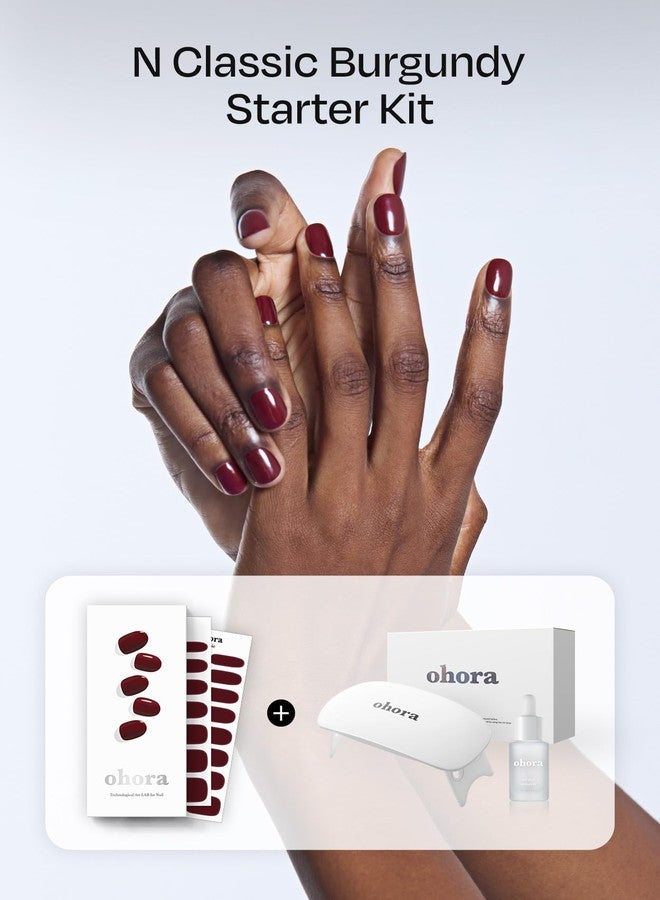 ohora Semi-Cured Gel Nail Strips Value Set (N Classic Burgundy Starter Kit) Includes Full Size Lamp and Mini Remover, Salon-Quality, Long Lasting, Easy to Apply & Remove - Image 2