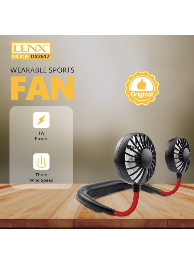 Denx Portable Mini Neck Fan Rechargeable Hands-Free Hanging Sports Fan with USB Port  - Image 3