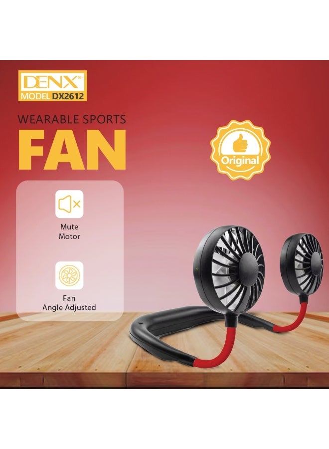 Denx Portable Mini Neck Fan Rechargeable Hands-Free Hanging Sports Fan with USB Port  - Image 2