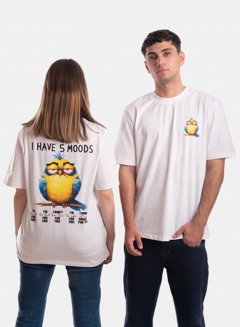 OWL T-shirt 'I have 5 moods' White - Image 1