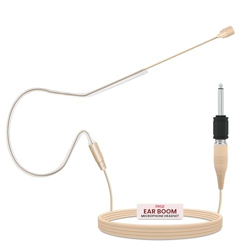 PYLE-PRO Over Ear Boom Microphone Headset - Professional Hands Free Omnidirectional Wired Audio Condenser Microphone Headset w/ 3.5mm / 1/4" Adapter, 1.2m Cable, and Windscreen - PMEM1 (Beige) - Image 1