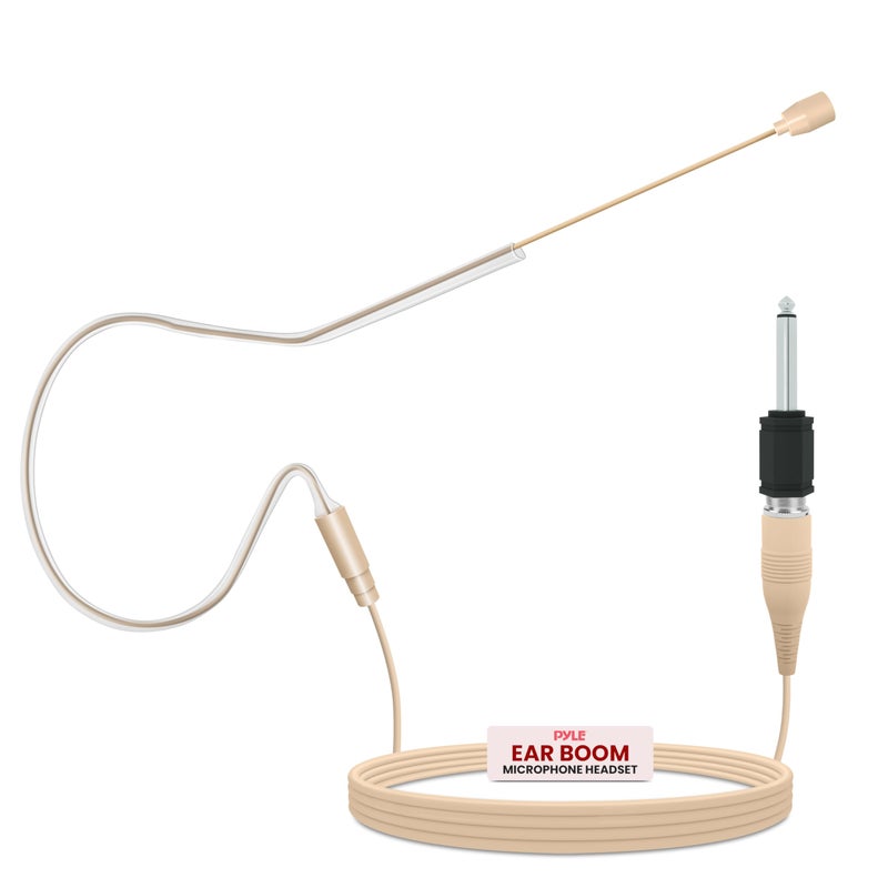 PYLE-PRO Over Ear Boom Microphone Headset - Professional Hands Free Omnidirectional Wired Audio Condenser Microphone Headset w/ 3.5mm / 1/4" Adapter, 1.2m Cable, and Windscreen - PMEM1 (Beige) - Image 2