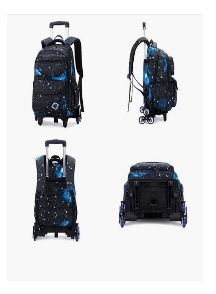 Rolling Backpacks for Boys Girls Trolley School Bags Starry-Sky Print Primary Middle School Boys Wheeled  - Image 3