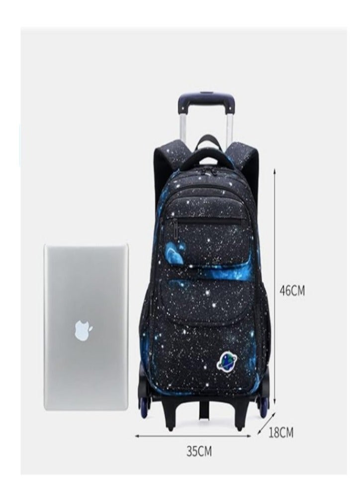 Rolling Backpacks for Boys Girls Trolley School Bags Starry-Sky Print Primary Middle School Boys Wheeled  - Image 2