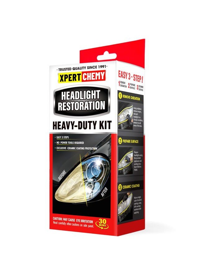 XPERTCHEMY Headlight Restoration Kit Headlight Cleaner and Restorerkit-3 Easy Steps Restore Car Headlight Cleaner Cleans Yellow Haze Scratch Off-No Tools Required - Image 1