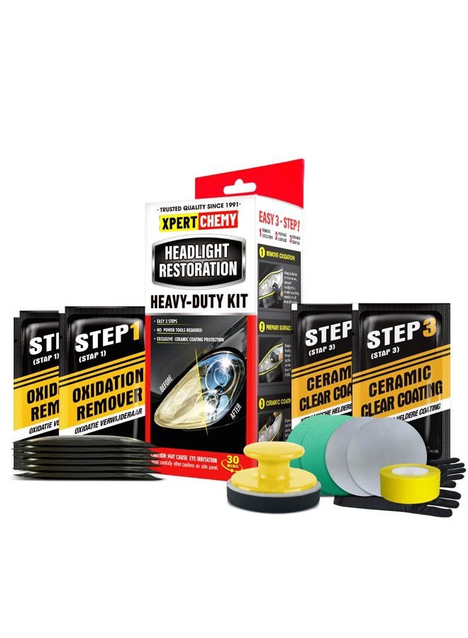 XPERTCHEMY Headlight Restoration Kit Headlight Cleaner and Restorerkit-3 Easy Steps Restore Car Headlight Cleaner Cleans Yellow Haze Scratch Off-No Tools Required - Image 2