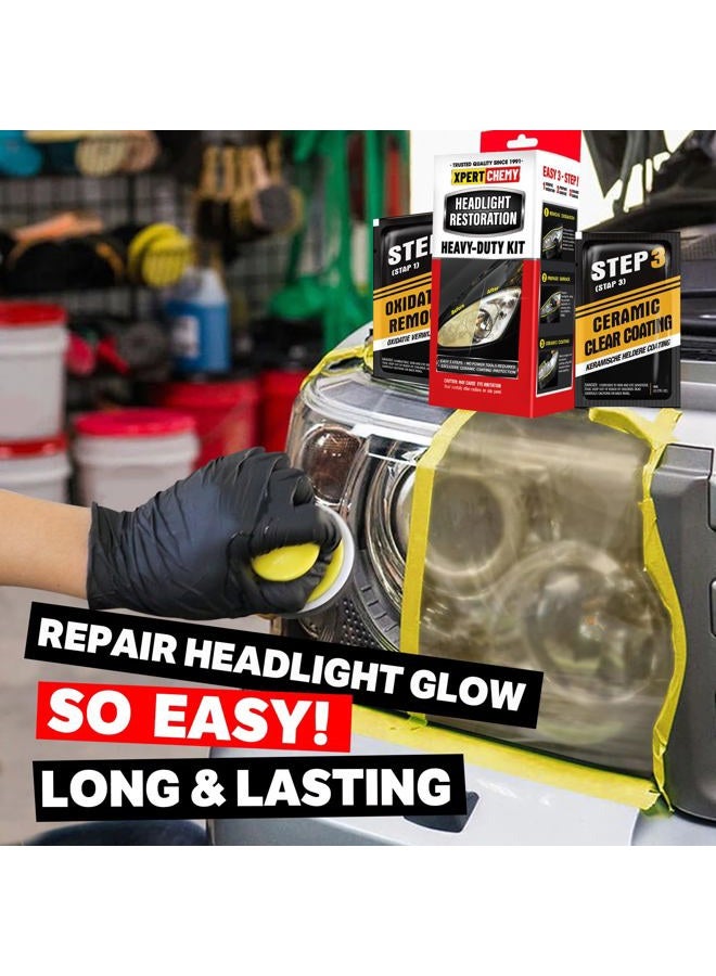 XPERTCHEMY Headlight Restoration Kit Headlight Cleaner and Restorerkit-3 Easy Steps Restore Car Headlight Cleaner Cleans Yellow Haze Scratch Off-No Tools Required - Image 4
