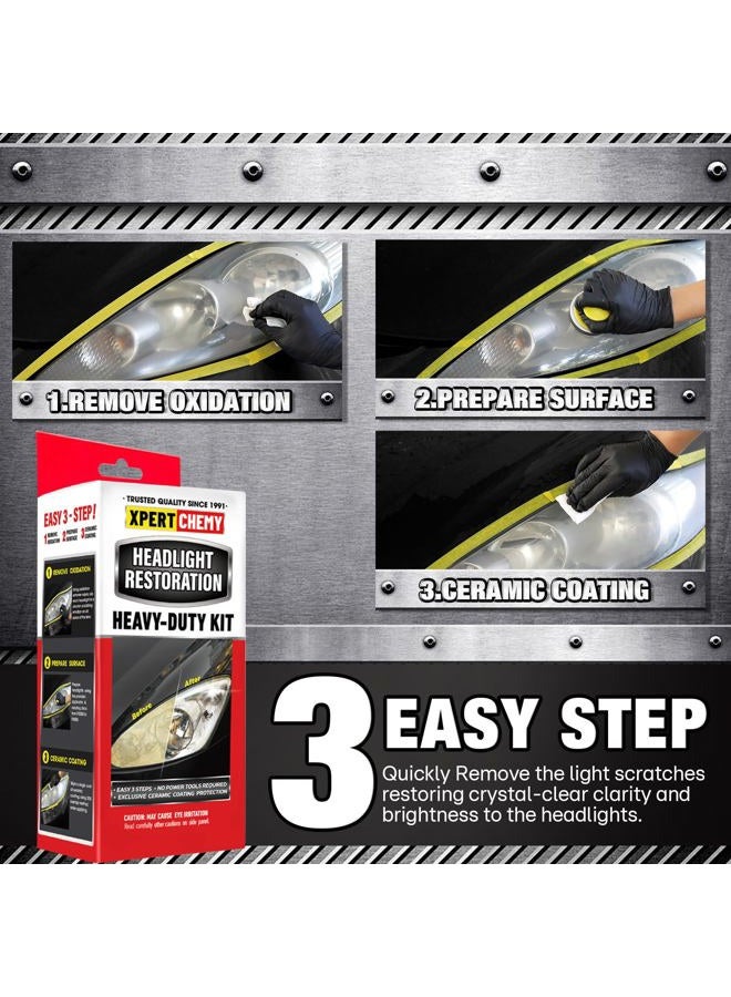 XPERTCHEMY Headlight Restoration Kit Headlight Cleaner and Restorerkit-3 Easy Steps Restore Car Headlight Cleaner Cleans Yellow Haze Scratch Off-No Tools Required - Image 5