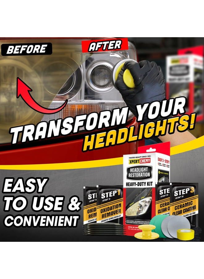 XPERTCHEMY Headlight Restoration Kit Headlight Cleaner and Restorerkit-3 Easy Steps Restore Car Headlight Cleaner Cleans Yellow Haze Scratch Off-No Tools Required - Image 3