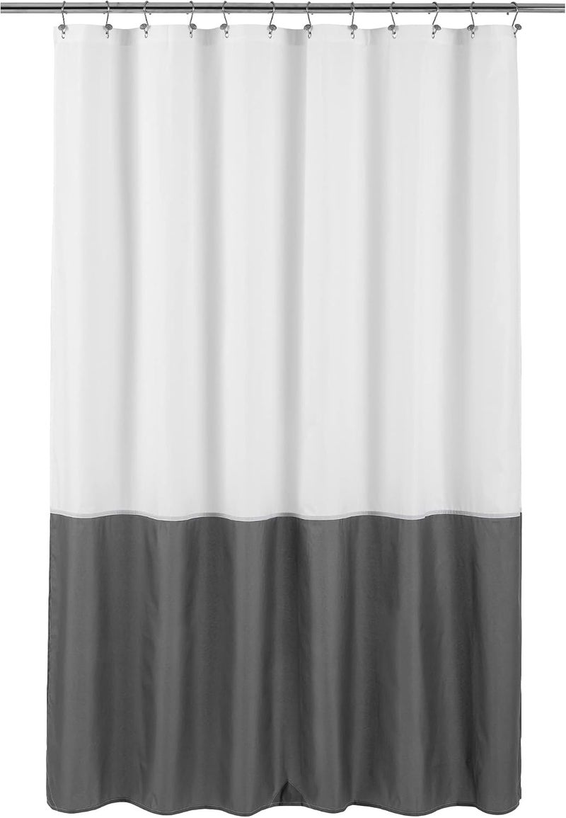 ALYVIA SPRING Waterproof Fabric Shower Curtain Liner - Soft & Light-Weight Cloth Shower Liner, 3 Bottom Magnets, Hotel Quality & Machine Washable - Standard Size 72x72, White and Dark Gray - Image 1