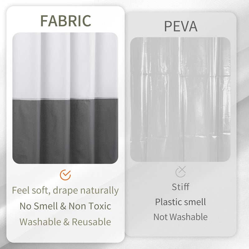 ALYVIA SPRING Waterproof Fabric Shower Curtain Liner - Soft & Light-Weight Cloth Shower Liner, 3 Bottom Magnets, Hotel Quality & Machine Washable - Standard Size 72x72, White and Dark Gray - Image 4