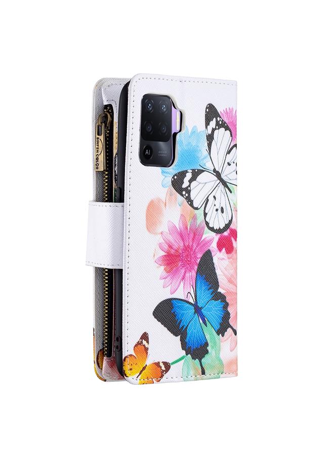S-TOP Case For OPPO A94/Reno5 F/F19 Pro Colored Drawing Pattern Zipper Horizontal Flip Leather Case with Holder & Card Slots & Wallet - Image 3