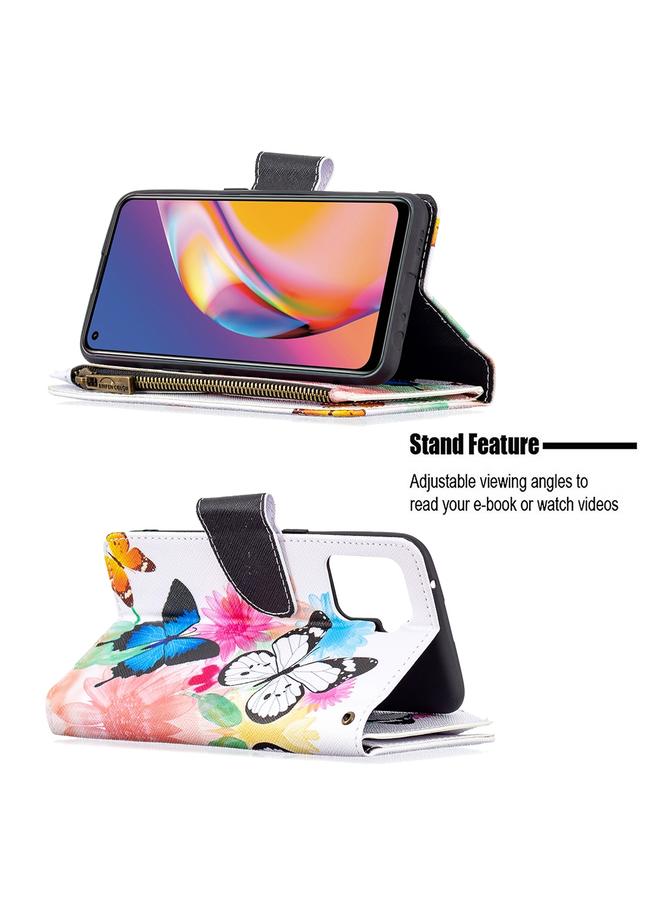 S-TOP Case For OPPO A94/Reno5 F/F19 Pro Colored Drawing Pattern Zipper Horizontal Flip Leather Case with Holder & Card Slots & Wallet - Image 4