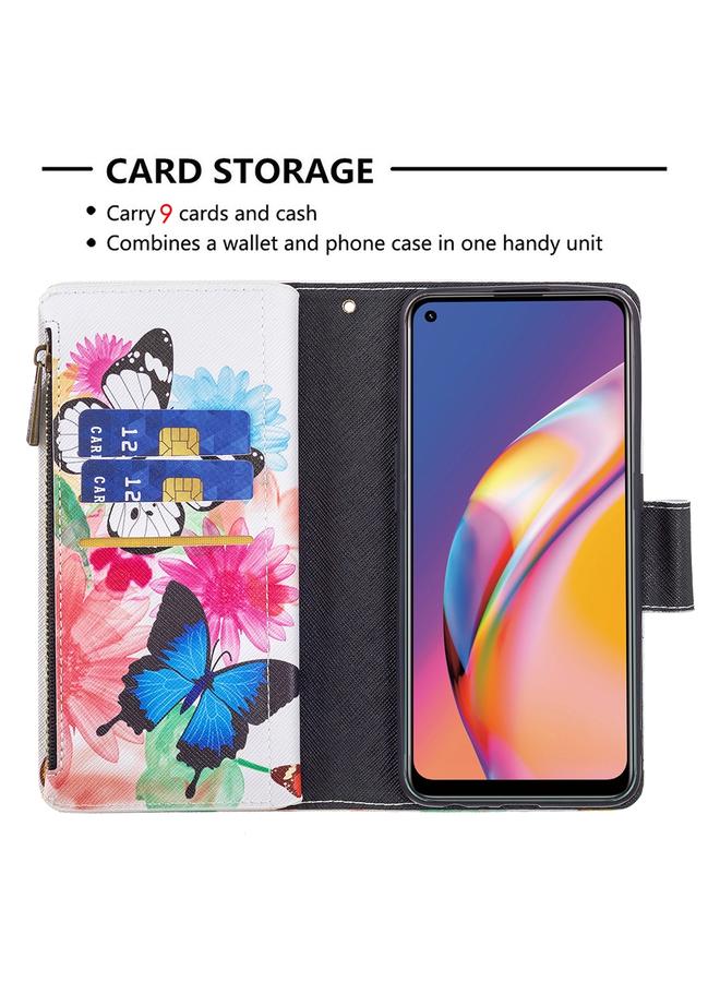 S-TOP Case For OPPO A94/Reno5 F/F19 Pro Colored Drawing Pattern Zipper Horizontal Flip Leather Case with Holder & Card Slots & Wallet - Image 5