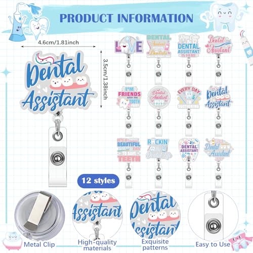 Cosblank 24 Pcs Dental Assistant Appreciation Gifts Bulk 12 Makeup Bag 12 Retractable Badge Reels Toothbrush Tooth Medical Gift for Dentist Hygienist Student Assistant - Image 3