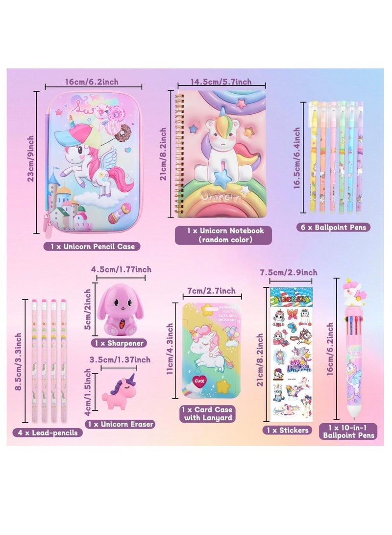 Coolchic Unicorn Pencil Case,Cute Stationary Set for Girls,3D EVA School Large Capacity Pencil Pen Pouch for Kids,Stationery Set School Supplies,Back to School Gifts for Kids,Pink  - Image 2