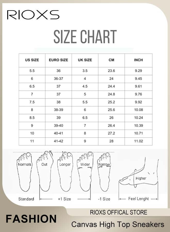 RIOXS Women's Casual Canvas High Top Shoes, Classic Lace-up Shoes, Fashionable Flat Sneakers, Versatile Chunky Canvas Shoes, Suitable for Various Occasions and Any Outdoor Activities, Ladies Athlesiure Shoes  - Image 3