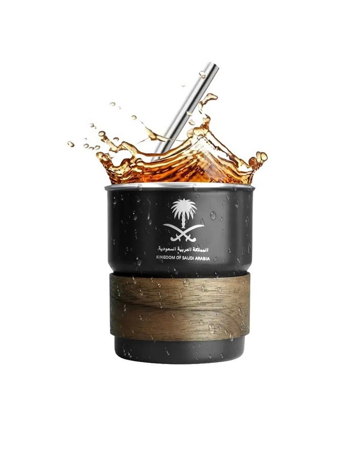 304 Stainless Steel Thermal Cup - Portable Travel Mug for Hot/Cold Drinks, Includes Straw & Lid (300ml, Black)  - Image 1