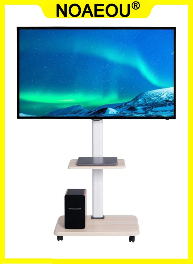 NOAEOU Movable TV Stand, TV Cart with Wheels, Suitable 26-70 Inch Screen TV Floor Stand, Swivel & Height Adjustable,for Family Living Room Bedroom Meeting (White)  - Image 1