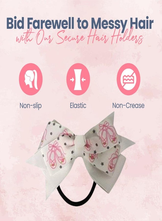 Infinity Collection Sportybella - Dance Accessories, Hair Bow with Pink Ballet Slippers Design, Ponytail Holders - Gift for Dancers and Dance Enthusiasts, Hair Elastics - Image 4