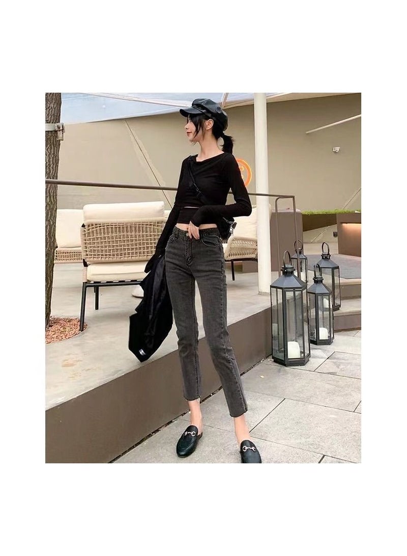 1-Piece Ladies and Girls Jeans,Trendy Loose Fitting Womens Denim Pants,Casual and Versatile Girls Jeans Suitable for All Types of Body,Colour Grey,Size 25 Yard - Image 2