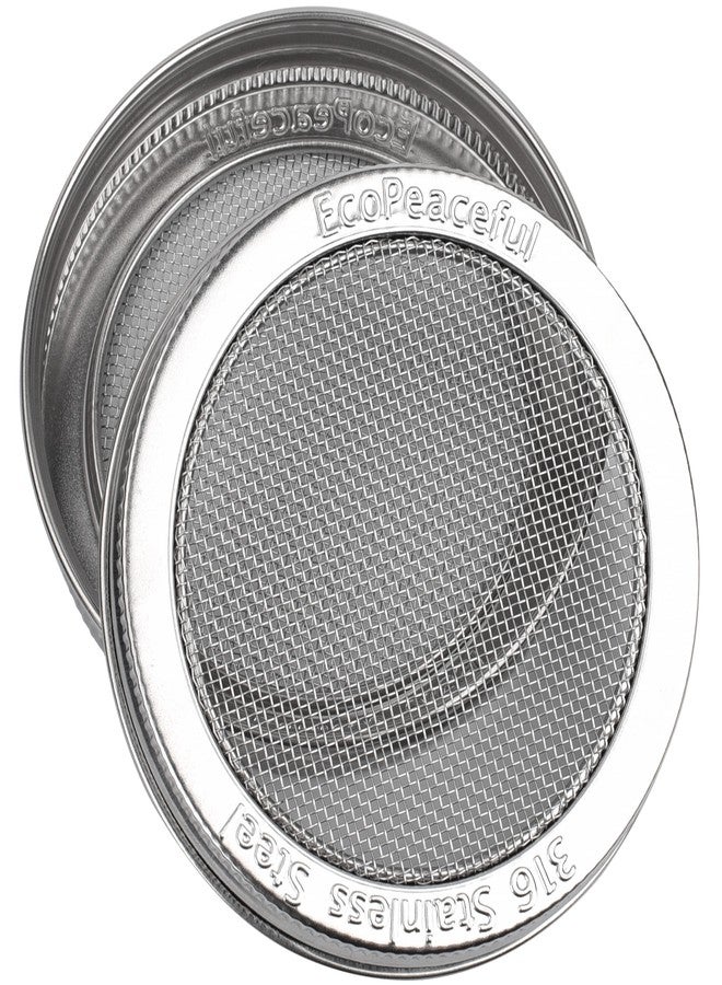 EcoPeaceful 2 Pack ONE-PIECE 316 Surgical Stainless Steel Sprouting Lids for Wide Mouth Mason Jar (Ball Kerr) - One-Piece- Strainer Mesh Lids - Rust-Proof - Image 4