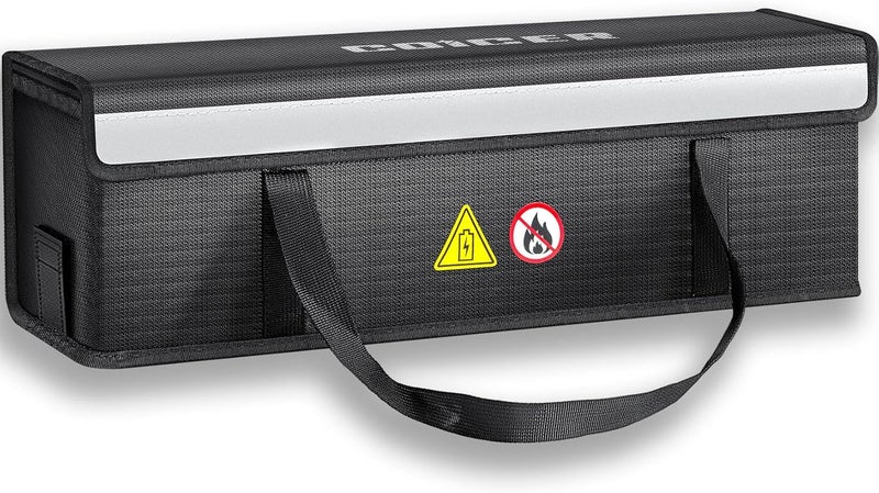 Coicer E-bike Battery Bag Protection Fireproof Box for Batteries Document Bag Explosion-Proof Lipo Bicycle Safe Bag ebike Battery Protective Case Large Battery Storage Accessories (M-42 x 13 x 14 cm) KSA standard compatible design - Image 1