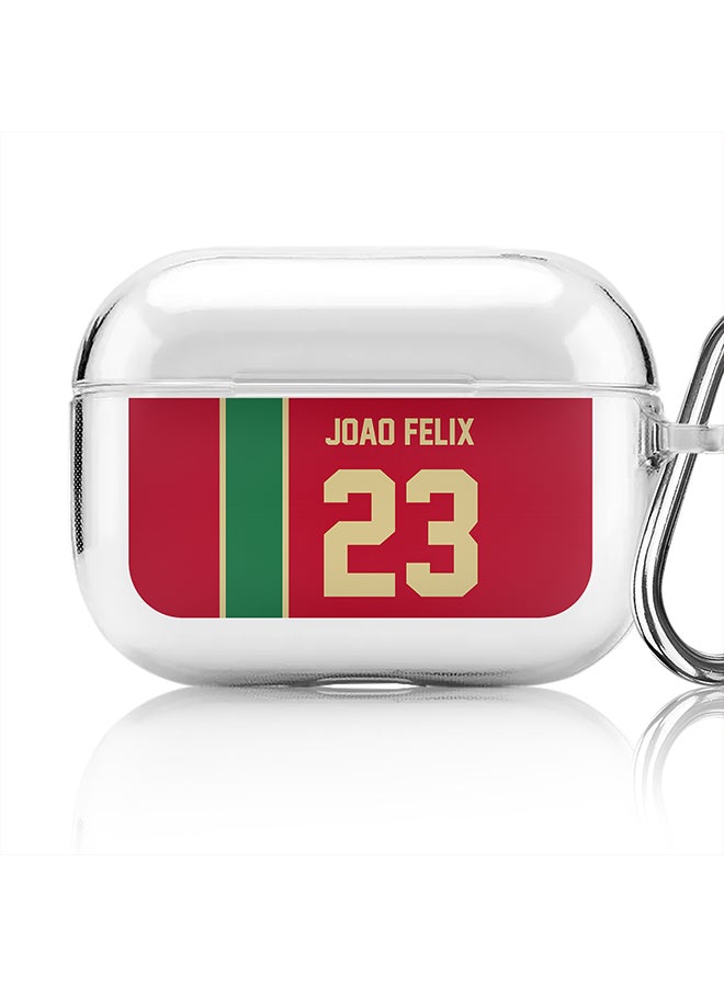 Stylizedd Classic Clear printed Case for Apple Airpods Pro Soft TPU Gel Thin Transparent Flexible Cover [Designed for Apple Airpods Pro] - Football Team - Portugal, Player Name - Joao Felix - Image 1