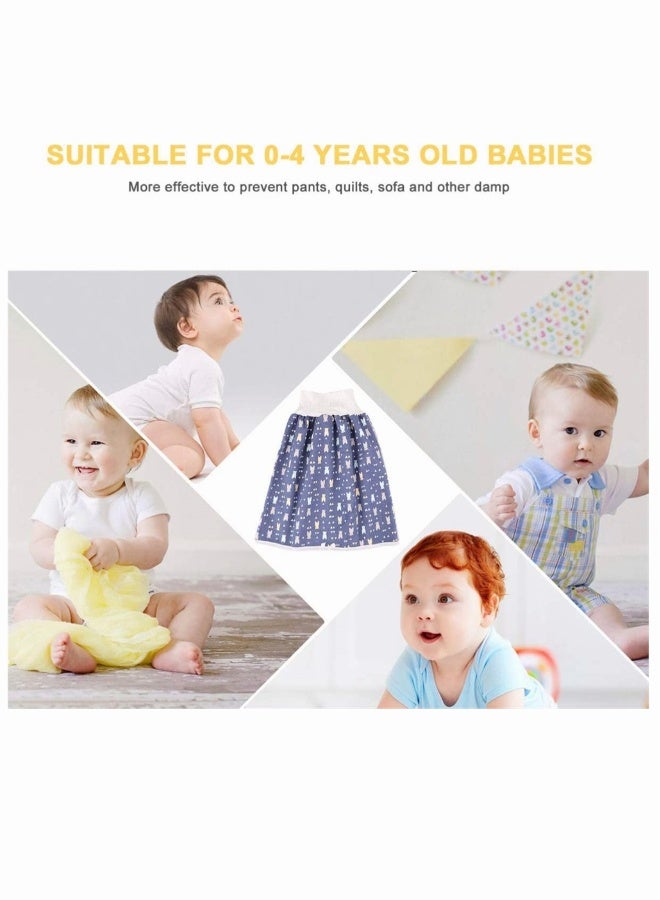 Baby Nappy Skirt, SYOSI Cotton Diaper Training Pants Washable Waterproof Reusable Toddler Training Underwear for Pee Nappy Potty Training (Dark Blue) - Image 2