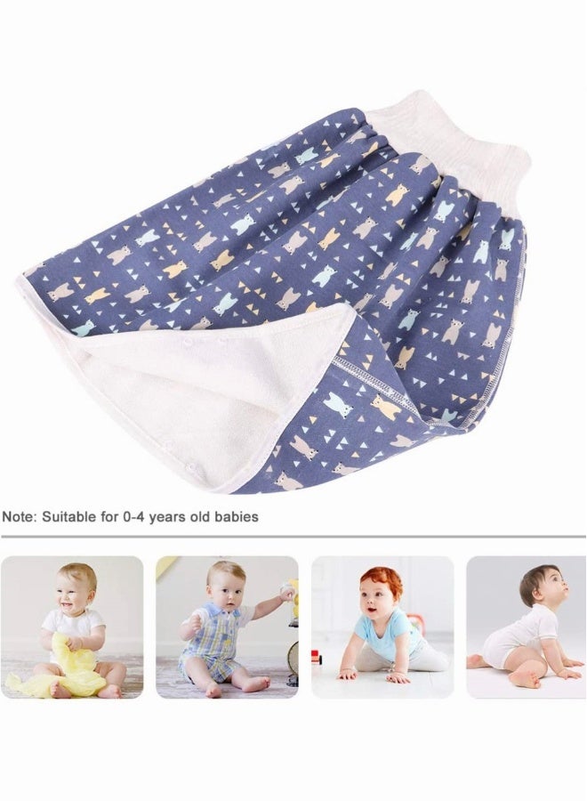 Baby Nappy Skirt, SYOSI Cotton Diaper Training Pants Washable Waterproof Reusable Toddler Training Underwear for Pee Nappy Potty Training (Dark Blue) - Image 3