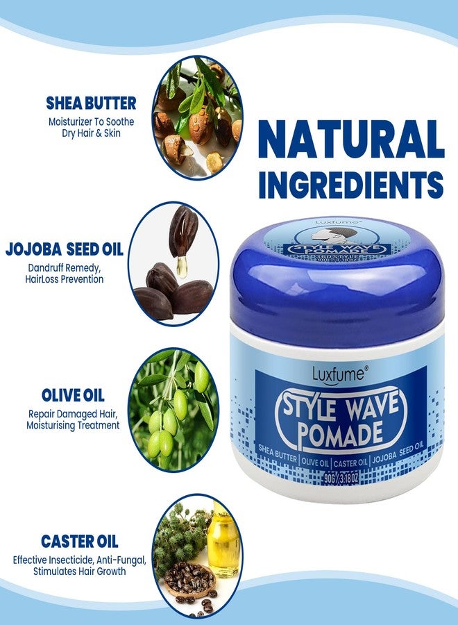 Luxfume Pomade for Men, 360 Wave Training and Wolfing Grease, Natural Wave Butter Cream with Shea Butter and Jojoba Seed Oil for Layered Waves, Moisture, Control and Silky Shine - Image 3