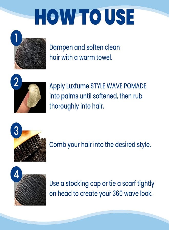 Luxfume Pomade for Men, 360 Wave Training and Wolfing Grease, Natural Wave Butter Cream with Shea Butter and Jojoba Seed Oil for Layered Waves, Moisture, Control and Silky Shine - Image 4