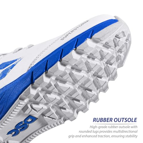 DSC Super Storm Cricket Shoes | Color: White/Blue | Size: 12 UK/ 13 US/ 46 EU | Material: PVC | For Men & Boys | Lightweight and Durable | Breathable Mesh | Multidirectional grip and improved traction - Image 5