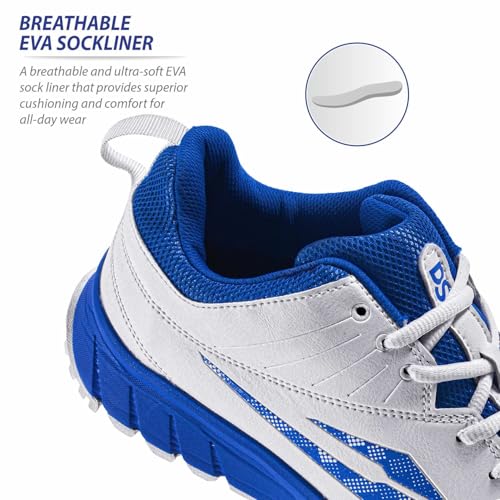DSC Super Storm Cricket Shoes | Color: White/Blue | Size: 12 UK/ 13 US/ 46 EU | Material: PVC | For Men & Boys | Lightweight and Durable | Breathable Mesh | Multidirectional grip and improved traction - Image 4