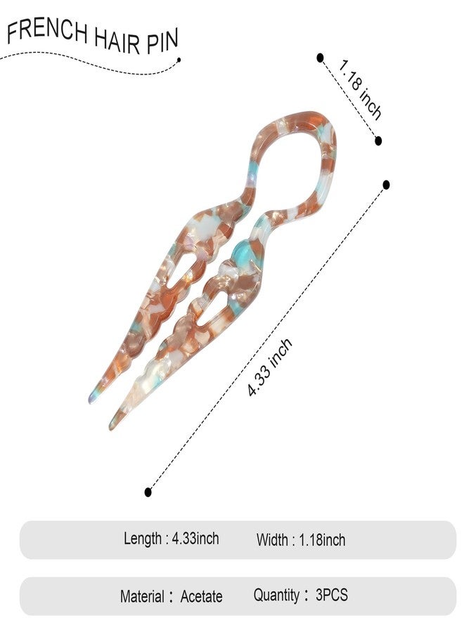 Lourny 3PCS French Hair Pins for Women, 4.1 Inch Prestige Hair Pin with Serrated Anti-Slip Design Suitable Hair Clips for Thin Thick Hair - Image 2