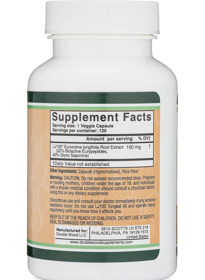 Double Wood Supplements Lj100 Tongkat Ali For Men S Heath Supplement 120 Capsules - Image 2