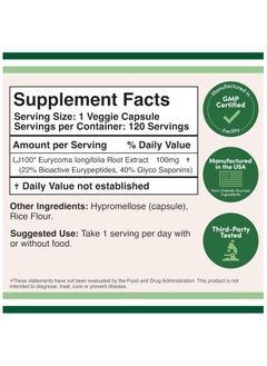 Double Wood Supplements Lj100 Tongkat Ali For Men S Heath Supplement 120 Capsules  - Image 3