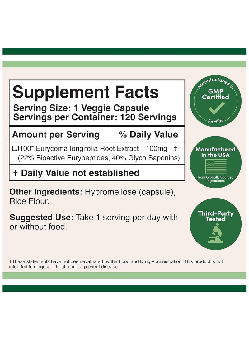 Double Wood Supplements Lj100 Tongkat Ali For Men S Heath Supplement 120 Capsules - Image 3