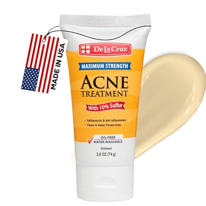 De La Cruz Sulfur Ointment - Cystic Acne Treatment for Face and Body - Daily 10 Min Spot Treatment Mask - Safe and Effective Game Changing Hormonal Acne Treatment that Clears Up Pimples - 2.6 OZ Tube - Image 1