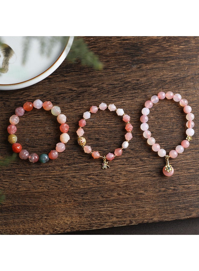 جوديس 【goddess Gift】سوار Yanyuan العقيق الطبيعي لزهرة الخوخ لجلب الحظ، عصري ومتعدد الاستخدامات - Image 4