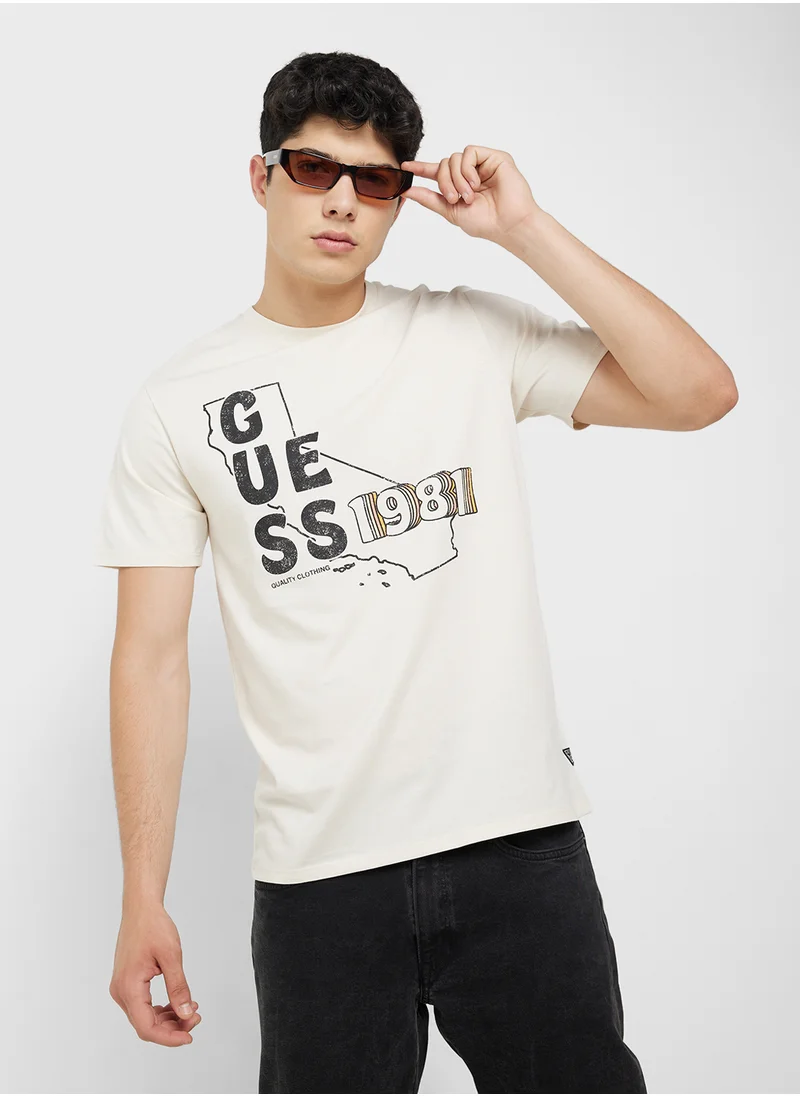 GUESS Logo Crew Neck T-Shirt
